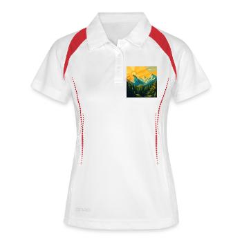 Lever de soleil géométrique en montagne - Polo respirant Femme - blanc/marine - Devant