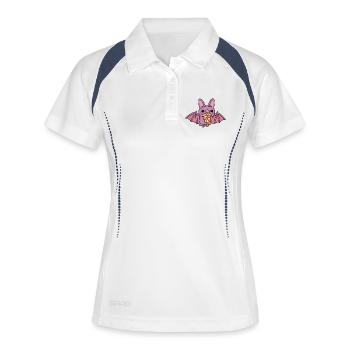 Cute Flying Vampire Bat With Pizza - Women's Polo breathable - white/navy - Front