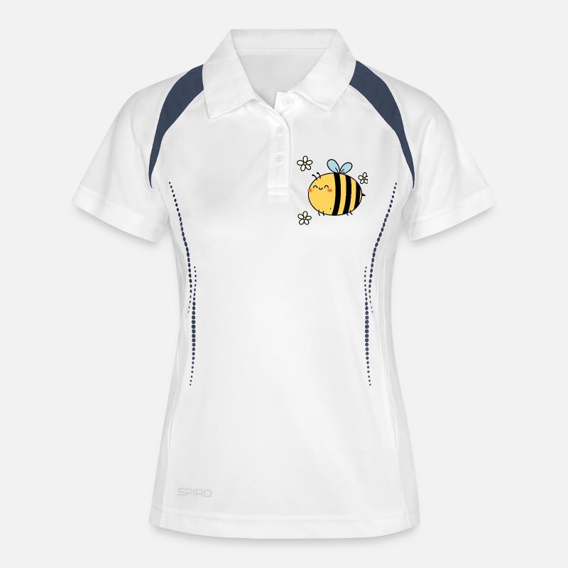 Buzzing with Joy – Kawaii Bee & Blossoms - Women's Polo breathable - white/navy