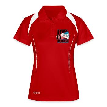 Flames manette de jeu rétro 13 ans Meilleure vente - Polo respirant Femme - blanc/marine - Devant