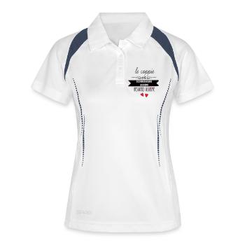 Coeurs suspendus en silhouette - Polo respirant Femme - blanc/marine - Devant