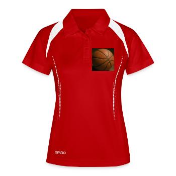 Sportart Basketball - Frauen Polo atmungsaktiv - Weiß/Navy - Vorne