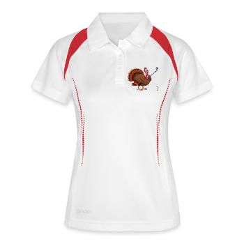 Drôle de dinde jouant au golf Thanksgiving - Polo respirant Femme - blanc/marine - Devant