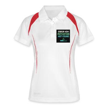 Error 404: Motivation Not Found  - Frauen Polo atmungsaktiv - Weiß/Navy - Vorne