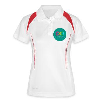 Love_all_brains - Frauen Polo atmungsaktiv - Weiß/Navy - Vorne