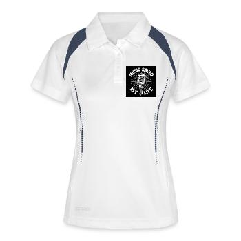 Retro Musik T-Shirt im Vintage-Stil - Frauen Polo atmungsaktiv - Weiß/Navy - Vorne