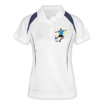 Kicker dans une touche de couleur joueur de football - Polo respirant Femme - blanc/marine - Devant