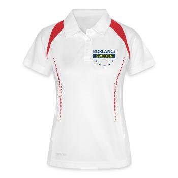 Borlänge Schweden Logo in Blau und Gelb - Frauen Polo atmungsaktiv - Weiß/Navy - Vorne