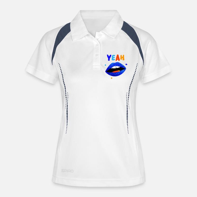 Vibrant Rainbow Lips YEAH - Women's Polo breathable - white/navy