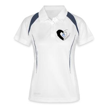 familie haende herz liebe schutz vektor - Frauen Polo atmungsaktiv - Weiß/Navy - Vorne