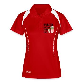 Framboise Matcha Latte Love Matcha Lover Dicton - Polo respirant Femme - blanc/marine - Devant