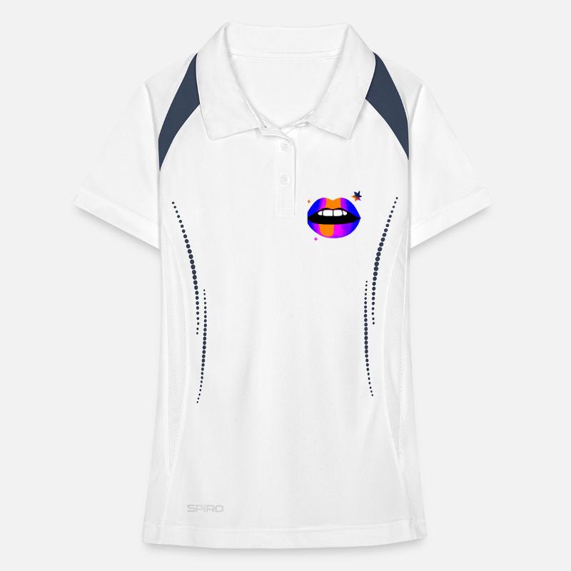 Neon Rainbow Lips Women's Polo breathable