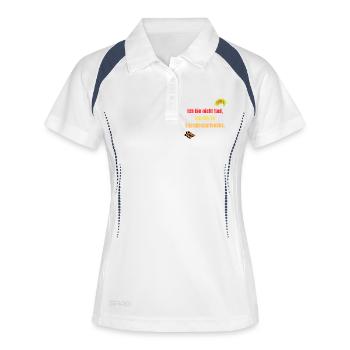 Energiemodus Motivationsspruch - Frauen Polo atmungsaktiv - Weiß/Navy - Vorne