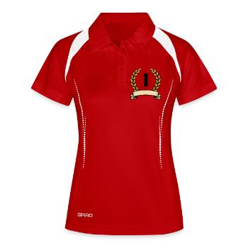 Couronne de laurier dorée avec ruban 1 - Polo respirant Femme - blanc/marine - Devant