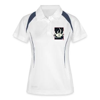 Crâne cornu – Édition Accent Rouge - Polo respirant Femme - blanc/marine - Devant