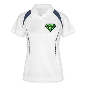 Diamant (pierre précieuse symbole brillant / POS Gre 3C) - Polo respirant Femme - blanc/marine - Devant