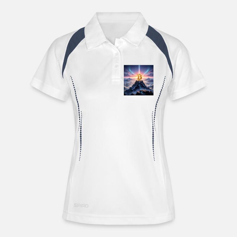 Bitcoin summit light over mountain range - Women's Polo breathable - white/navy