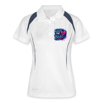 Keep the Beat – Musik Design mit Rhythmus Feeling - Frauen Polo atmungsaktiv - Weiß/Navy - Vorne