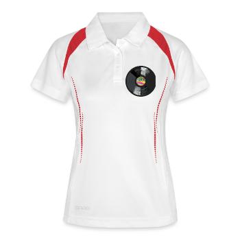 Vinyl_1 - Frauen Polo atmungsaktiv - Weiß/Navy - Vorne