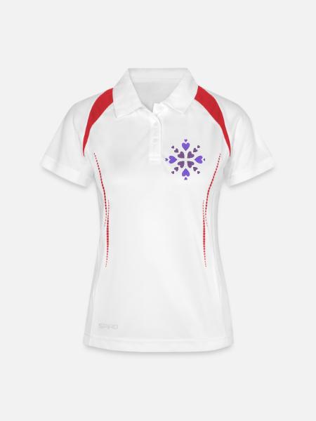 Cœurs violets en spirale - Polo respirant Femme - blanc/marine