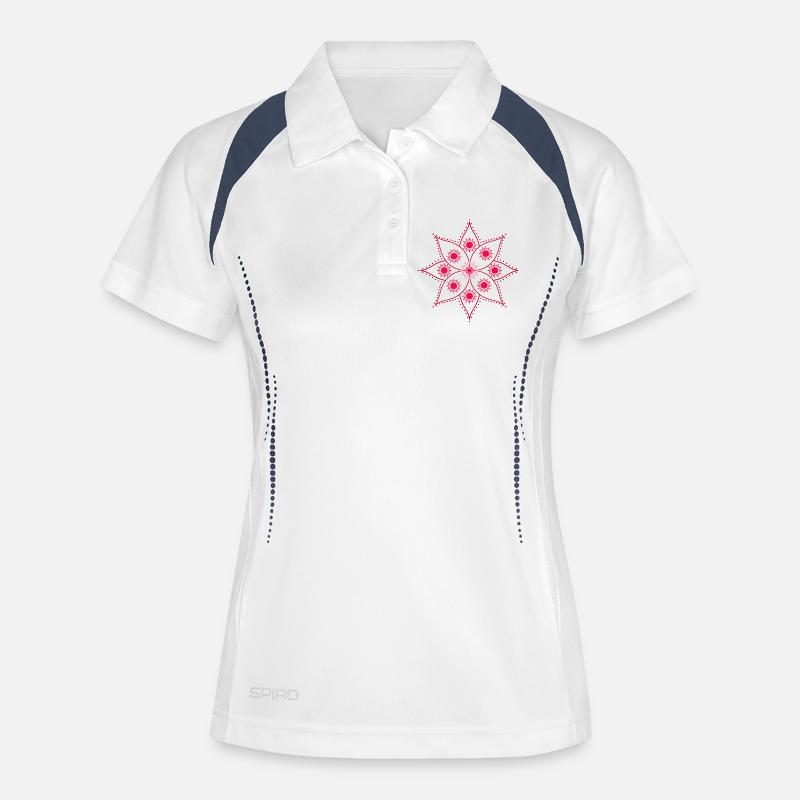 Mandala Rosette Intense Pink - Women's Polo breathable - white/navy