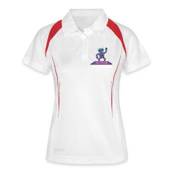 Funky Circuits Roboter - Frauen Polo atmungsaktiv - Weiß/Navy - Vorne