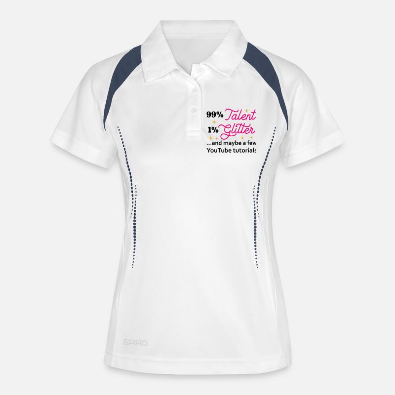 Talent Glitter Étoiles Script - Polo respirant Femme - blanc/marine