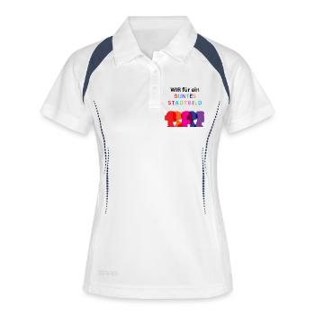 WIR FÜR EIN BUNTES STADTBILD - Frauen Polo atmungsaktiv - Weiß/Navy - Vorne