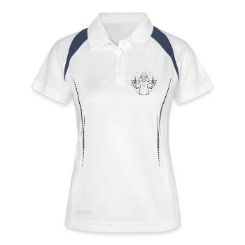 Ange aux bougies et coeur doré - Polo respirant Femme - blanc/marine - Devant