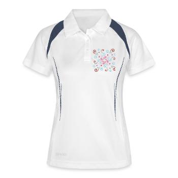 Design ondulé abstrait par Cean - Polo respirant Femme - blanc/marine - Devant