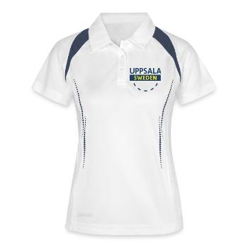 Uppsala Logotype Schweden - Frauen Polo atmungsaktiv - Weiß/Navy - Vorne