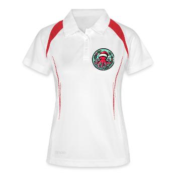 Weihnachtsmann Oktopus Weihnachtspflaster - Frauen Polo atmungsaktiv - Weiß/Navy - Vorne