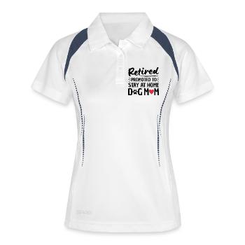 Pensionierter Hund Mama Ruhestand - Frauen Polo atmungsaktiv - Weiß/Navy - Vorne