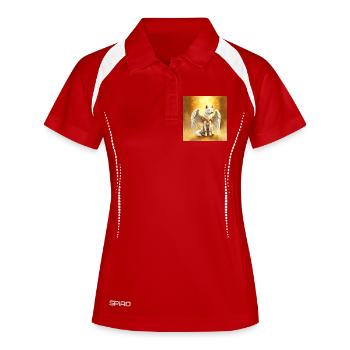 Loup ailé Aura dorée - Polo respirant Femme - blanc/marine - Devant
