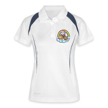 Leopard Weihnachtsmann Weihnachten - Frauen Polo atmungsaktiv - Weiß/Navy - Vorne