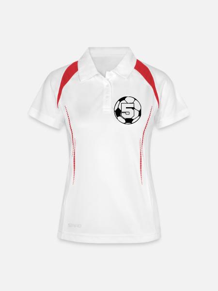 Numéro 5 football - 5e anniversaire - Polo respirant Femme - blanc/marine