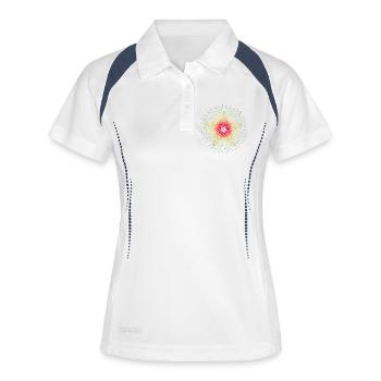 Poinsettia éclatant en look mandala - Polo respirant Femme - blanc/marine - Devant