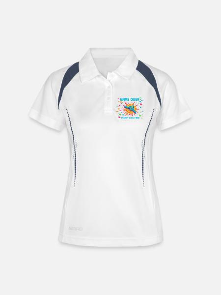 Game Over Neon Arcade Game - Women's Polo breathable - white/navy