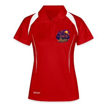 Ibiza Insel Urlaub Silhouette Sommer Geschenk - Frauen Polo atmungsaktiv - Weiß/Navy - Vorne