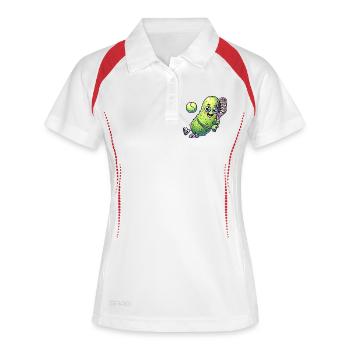 Drôle de concombre jouant au tennis kawaii - Polo respirant Femme - blanc/marine - Devant