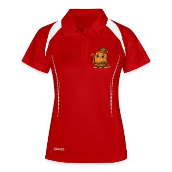 Weihnachts Waffel - Frauen Polo atmungsaktiv - Weiß/Navy - Vorne
