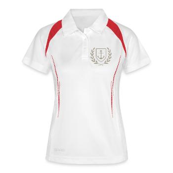 Présentatrice à Skjold avec Laurel - Polo respirant Femme - blanc/marine - Devant