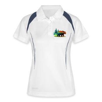 Ours Forêt Réflexion Randonnée Nature sauvage - Polo respirant Femme - blanc/marine - Devant