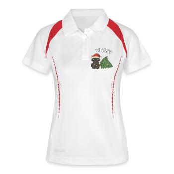Drôle Chat Mignon Noël Sass - Polo respirant Femme - blanc/marine - Devant