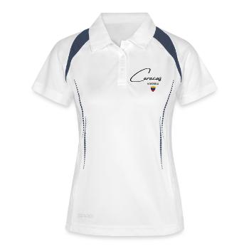 Caracas Venezuela, elegantes Design von Caracas - Frauen Polo atmungsaktiv - Weiß/Navy - Vorne