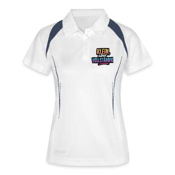 Klein, aber Vollständig - Frauen Polo atmungsaktiv - Weiß/Navy - Vorne