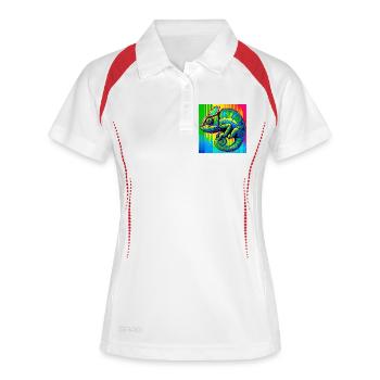caméléon - Polo respirant Femme - blanc/marine - Devant