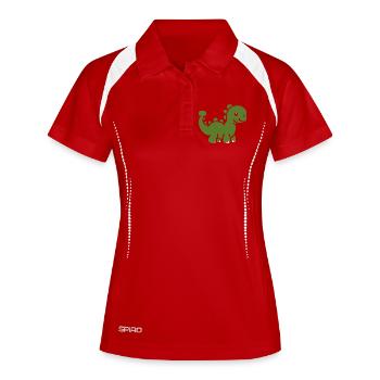 Mignon Petit dinosaure - Polo respirant Femme - blanc/marine - Devant