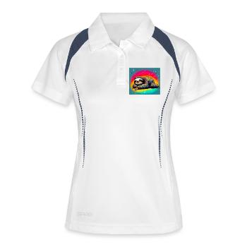 Faultier - Frauen Polo atmungsaktiv - Weiß/Navy - Vorne