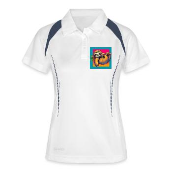 Faultier - Frauen Polo atmungsaktiv - Weiß/Navy - Vorne